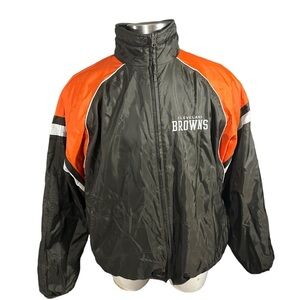 NFL Cleveland Browns Orange Reversible Full Zip Jacket Sz L Embroidered Nylon